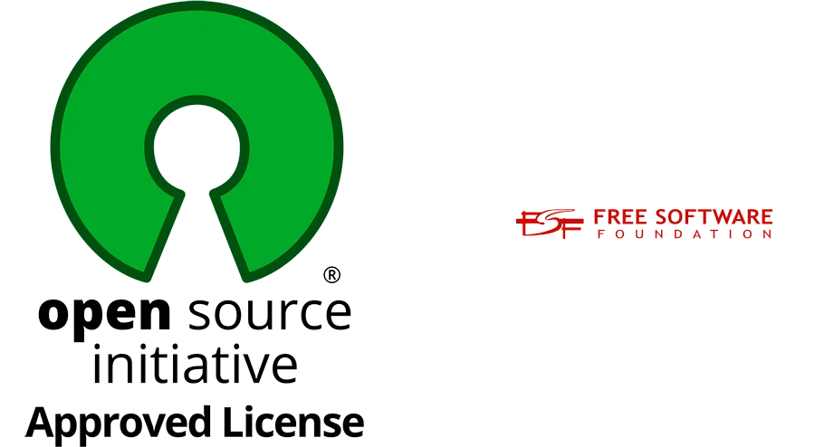 Logos de Open Source Iniciative y Free Software Foundation Logos de Open Source Iniciative y Free Software Foundation