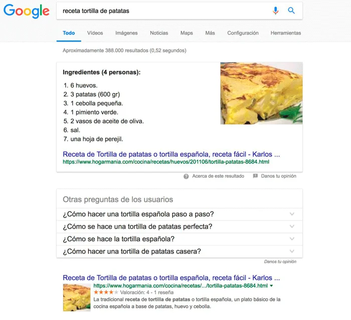 Fragmento destacado en la SERP